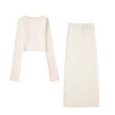 Beige Knitted Top & Maxi Skirt